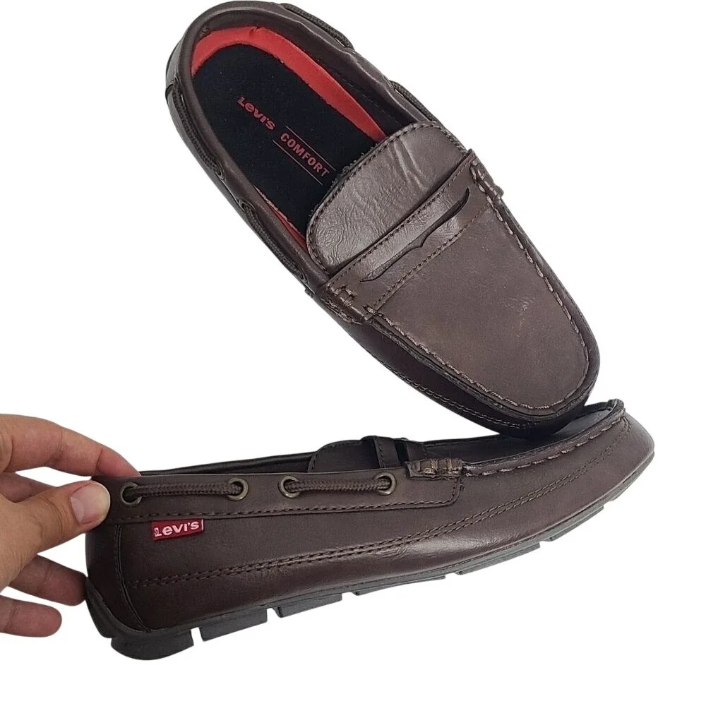 Levis‎ Mens Comfort Driving Loafers Dark Brown Penny Loafer Mocs 7.5